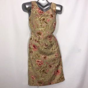 Ann Taylor scoop neck shift linen floral dress